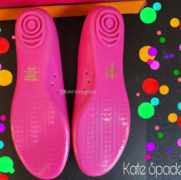 NWT Hot Pink Polka Dot Bow Kate Spade Flats - Picture 8 of 11